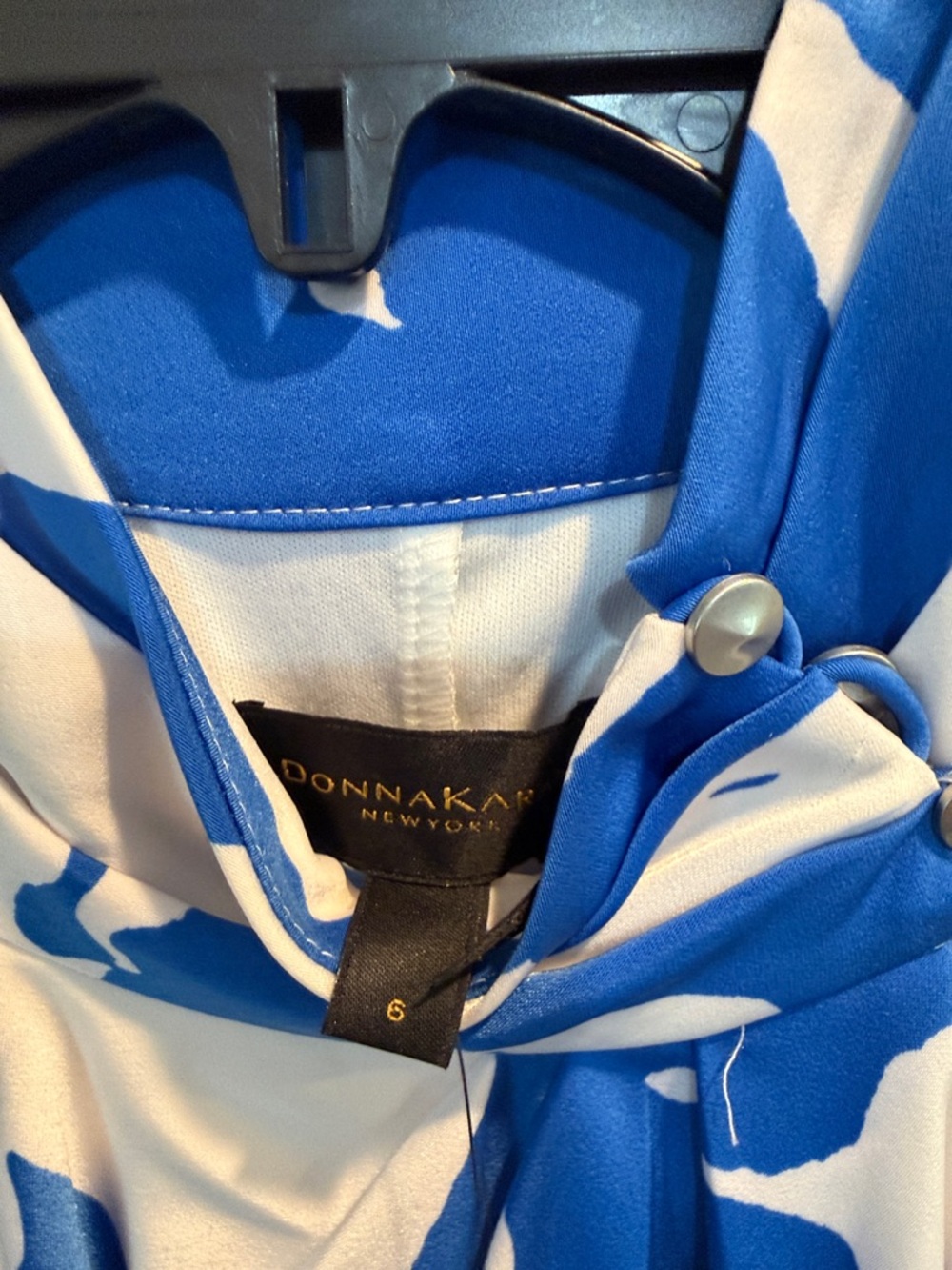 Donna Karan Blue and White Halter Midi Dress - Picture 4 of 4